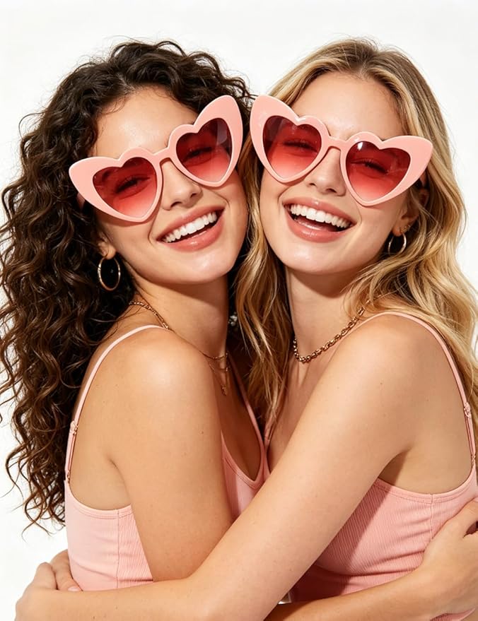 8 Pack Heart Sunglasses Vintage Cat Eye Heart Glasses Retro Bachelorette Bride Sunglasses Bulk for Women