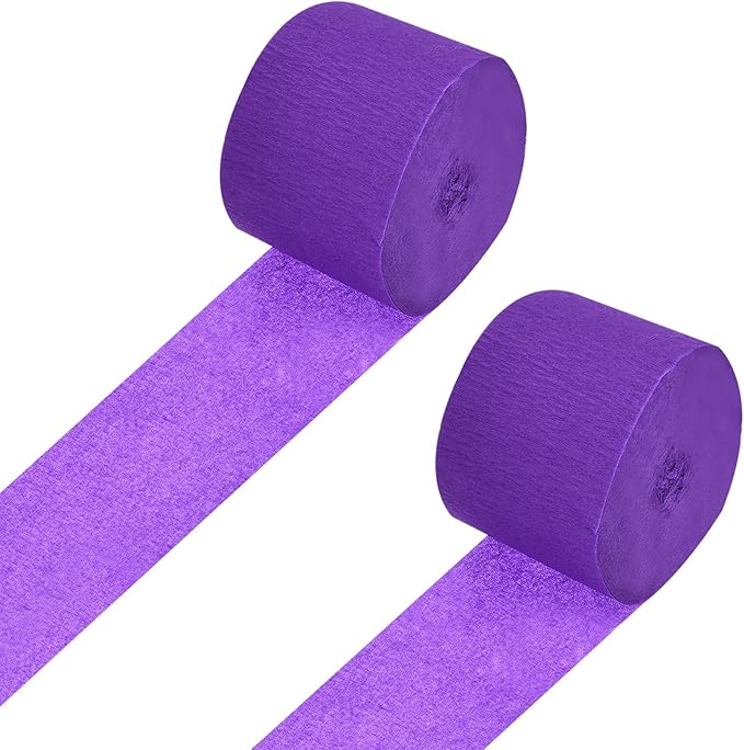 Crepe Paper Roll, Deep Purple Crepe Paper Streamers Sheets, [for Party Streamer Decorations, Birthday Party] - 1.8 Inch x 82 ft / 2 Roll