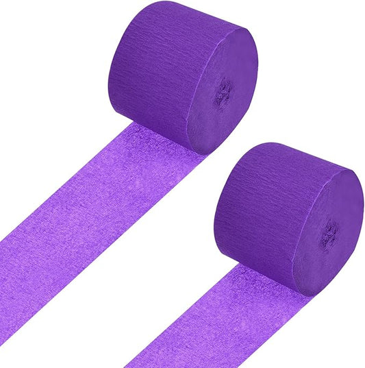 Crepe Paper Roll, Deep Purple Crepe Paper Streamers Sheets, [for Party Streamer Decorations, Birthday Party] - 1.8 Inch x 82 ft / 2 Roll