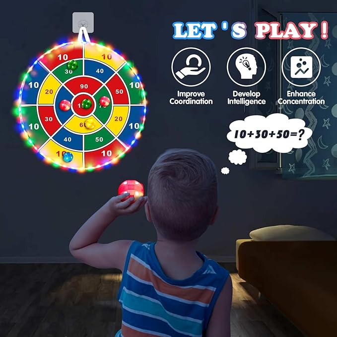 Kids Dart Board Game Set-29 inchs, Board Games with 16 Stick Balls, Summer Indoor Outdoor Toys Games for Kids Ages 4-8, Birthday Party Games Yard Toys for Kids Ages 3 4 5 6 7 8 9 10 11