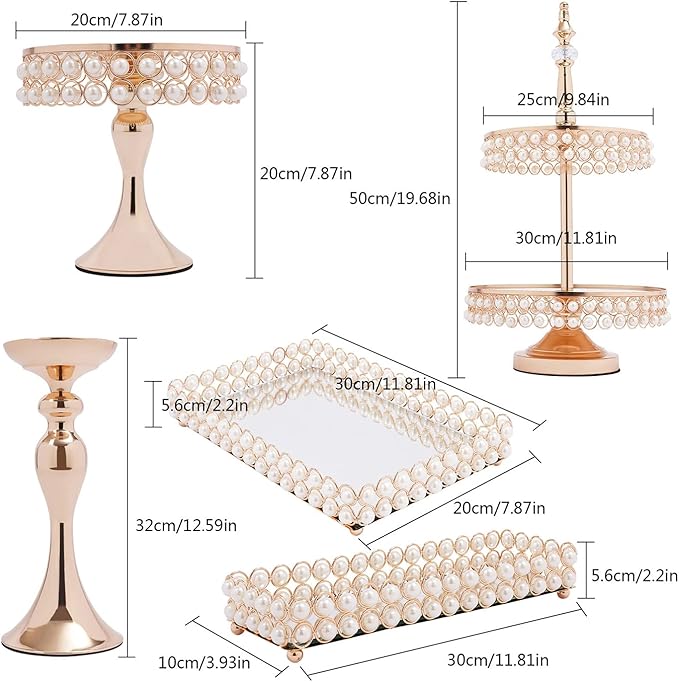 9Pcs Crystal Cake Holder Gold Cupcake Stands Plating Mirror Cake Holder Round Cupcake Stands with Luxury Crystal, Fashion Dessert Tower for Wedding Event Birthday Party Cupcake Display