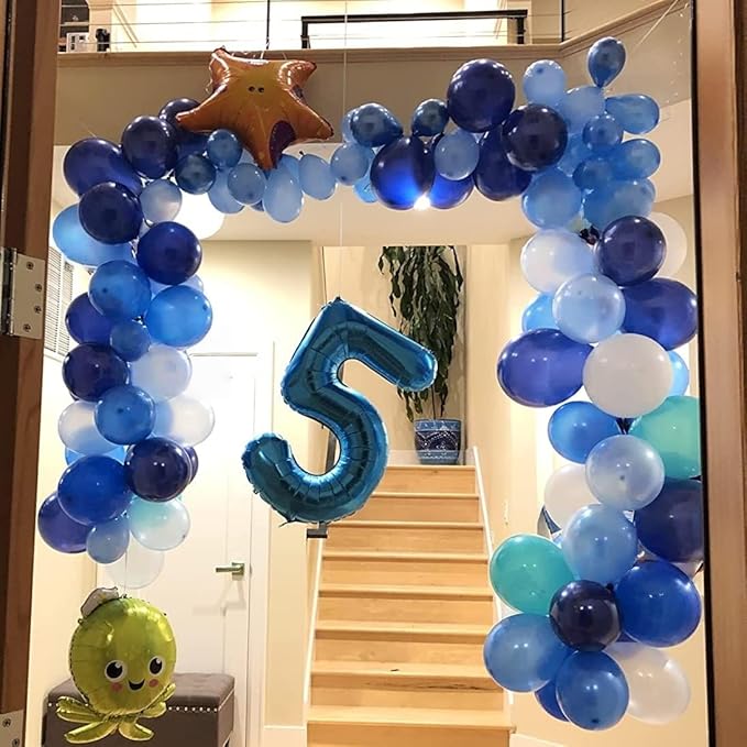 40 Inch Blue Large Numbers Balloons 0-9, Self Inflating Foil Number 6 Helium Balloons for 6th Boys, Big Digit 6 Balloons for Men 16th 60th Birthday Party Anniversary Graduation Supplies Decorations