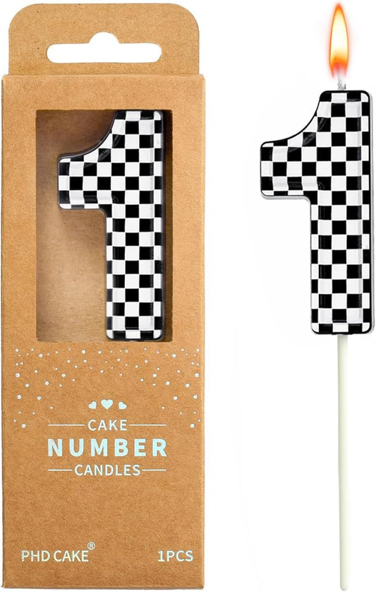 PHD CAKE 2.76 Inch Number 1 Racing Birthday Candles, Cool Racing Themed Number Candles, Cake Number Candles, Party Celebration, Style Candle