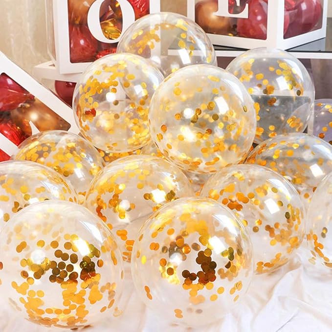 Gold Confetti Balloons - 12inch, 50 Pcs Latex Balloons for Birthday, Wedding, Baby Shower & Christmas Parties