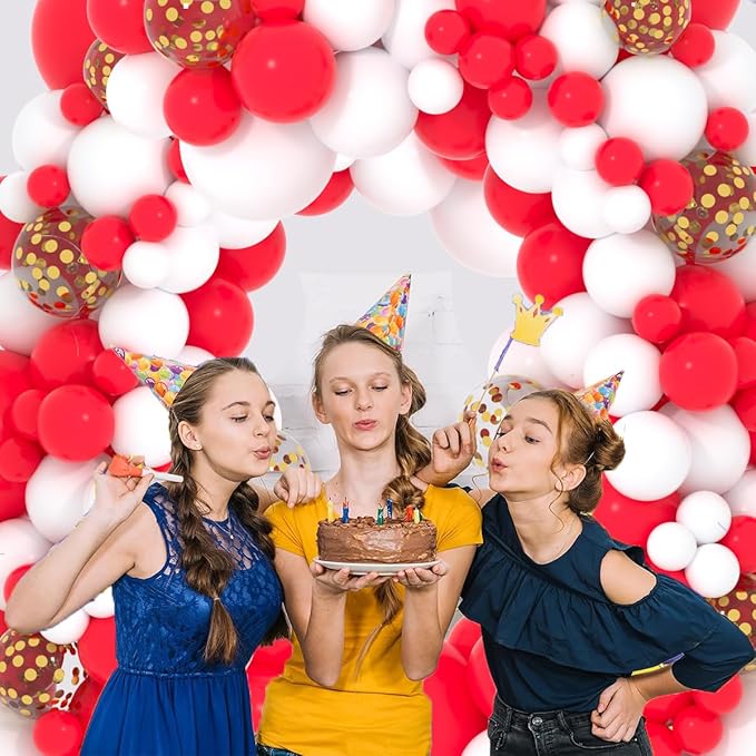 Red and White Balloon Arch Garland Kit - Red White Balloon Arch Red White Party Valentines Balloon Garland for Birthday Wedding Anniversary Graduation Bachelorette Party Decorations
