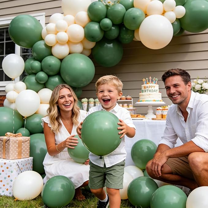110Pcs Dark Sage Green Balloons Latex Party Balloons 12 inch Round Helium Balloons for Dark Sage Green Themed Christmas Balloon (with 2 Ribbons).