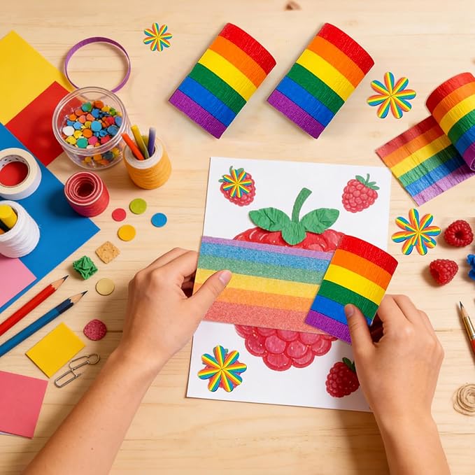 20 Rolls Rainbow Crepe Paper Streamers, 656 ft Colorful Crepe Rolls Rainbow Streamer Paper Party Decorations for Birthday Wedding Bachelorette Bridal Baby Shower Pride Party Backdrop DIY Supplies