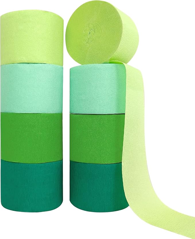 8 Rolls in 4 Colors Gradient Mint Green Party Crepe Paper Streamer, 8 Pieces 82 feet Streamets Party Decorations Supplies for Christmas St Patrick's Day Birthday Baby Shower Graduation Bridal Shower