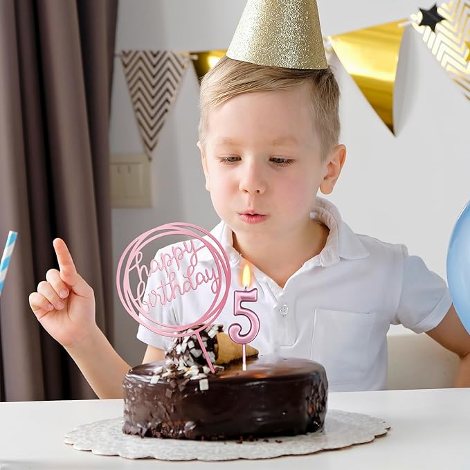 10-Piece Number Candles - Rose Gold, Glitter Cake Toppers for Wedding or Birthday Cakes