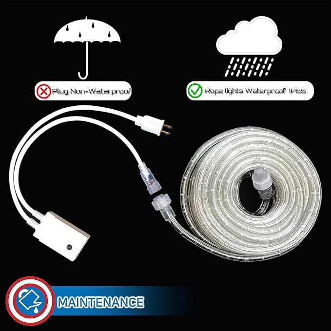 Russell Decor 60ft Red White Blue LED Rope Lights with Patriotic Lights with 4-Level Dimmable Controller Outdoor for Patriotic 4th of July Memorial Day Decor Patio Deck Flexible Lights