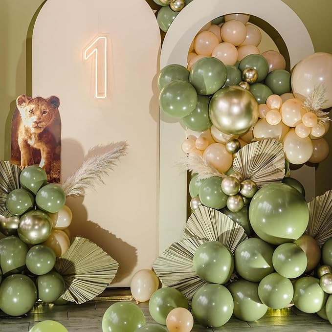 RUBFAC Sage Green Balloons 87pcs Different Sizes 18 12 10 5 Inches, Olive Green Latex Balloons Arch Kit Garland for Birthday Wedding Graduation Baby Shower Party Decoration