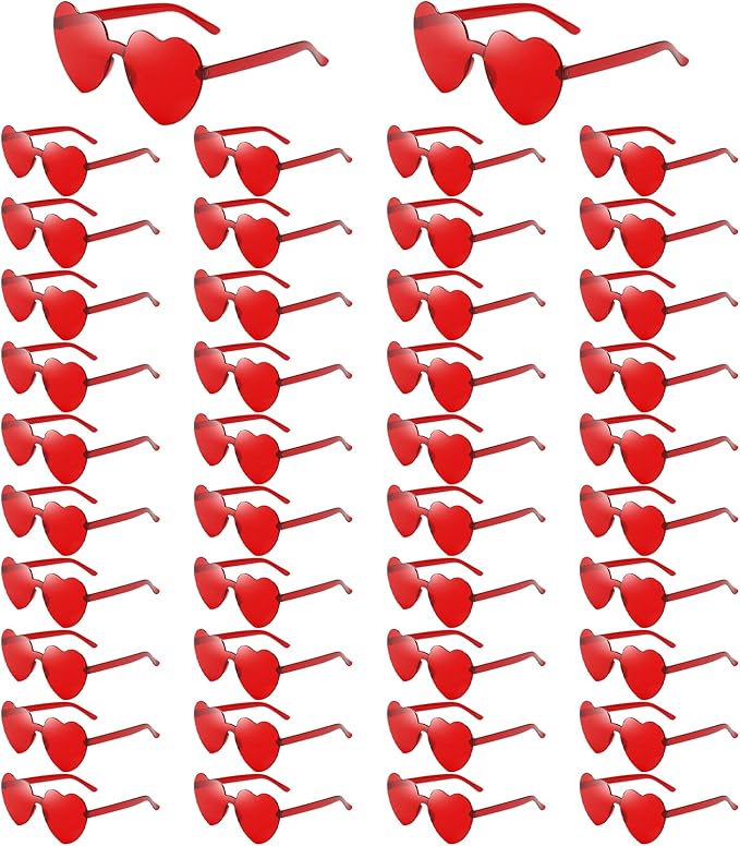 14/42 Pack Heart Sunglasses for Women, Fun Cute Rimless Transparent Candy Color Heart Glasses Party Favors