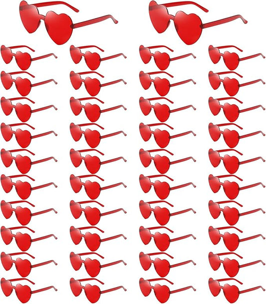 14/42 Pack Heart Sunglasses for Women, Fun Cute Rimless Transparent Candy Color Heart Glasses Party Favors