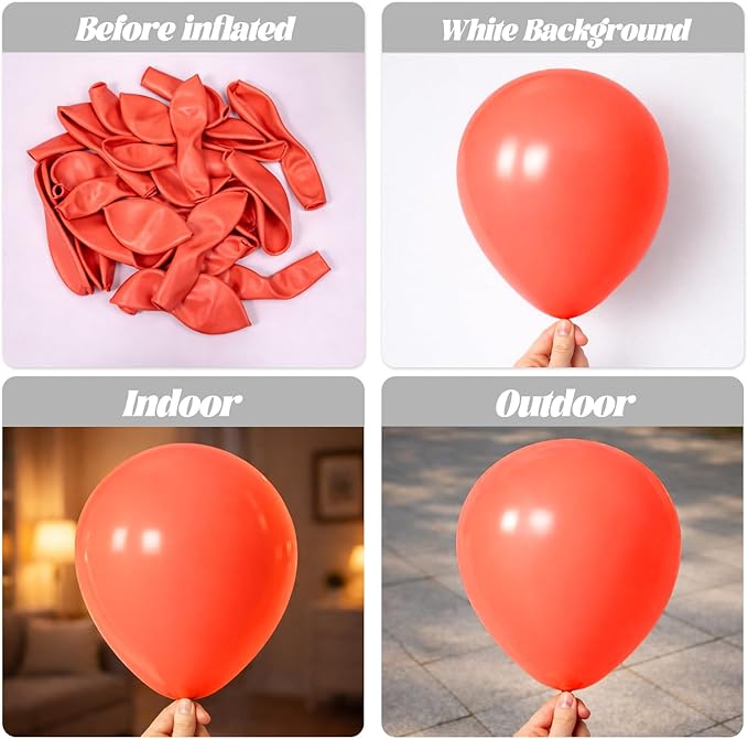 Voircoloria 130pcs Coral Red Balloons Different Sizes 18" 12" 10" 5" Pastel Red Latex Balloon Garland Arch Kit for Birthday Baby Shower Graduation Wedding Valentine's Day Christmas Party Decorations