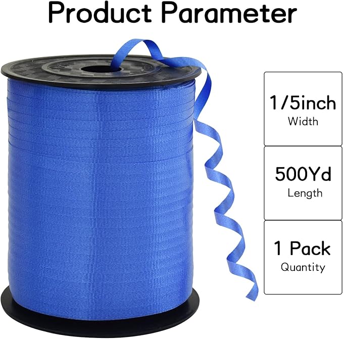 BEISHIDA 500 Yards Matte Dark Blue Ribbon Curling Crimped Ribbon Balloon String Ribbons for Gift Wrapping Ribbon for Birthday Party Festival Art Craft Decor Florist Flowers Decoration
