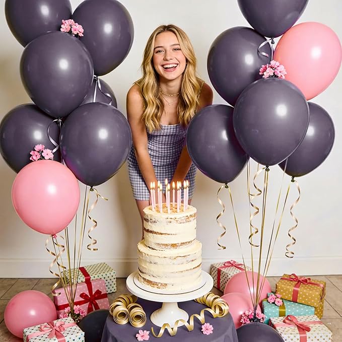 110pcs Dusty Purple Balloon 12 Inch, Dusty Purple Latex Balloons for Birthday Party Baby Shower Wedding(with 2 Ribbons).