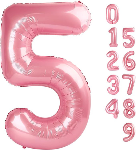 Balloon Numbers 40 Inch 5 Ballon for 5th Birthday Decorations, 15 25 35 50 Big Pastel Pink Number Balloons for Wedding Photo Shoot Party Decor