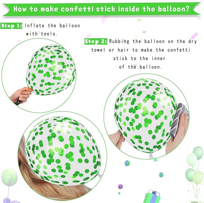 Paready Green and Blue Balloons, 60 Pcs 12 Inch Navy Teal Blue Dark Green Latex Balloons, Teal Yellow Light Green Confetti Balloon for Jungle Dinosaur Birthday Party Baby Shower Decorations