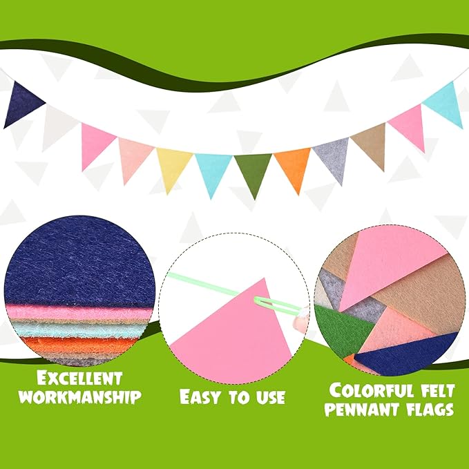 Irenare 9.8 ft Pom Pom Garland Felt Rainbow Garland 2026 Graduation Party Decoration Colorful Pennant Tassel Banner Back to School Birthday Triangle Banner for Classroom School Mantel(Bright Color)