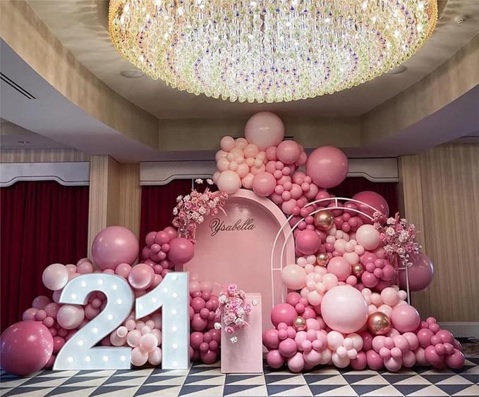 MEBAY Retro Rose Baby Pink Champagne White Sand Balloons Garland Arch Kit, 146Pcs Latex Balloons Different Sizes 18 12 10 5 Inch for Party Decorations, Wedding Backdrop, Birthday, Graduation