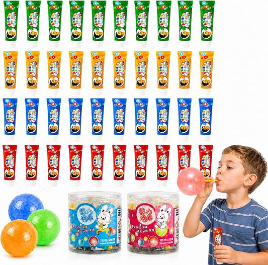 40 Pack Blow Plastic Bubbles Tubes for Kids – Magic Bubble Balloon Toys, 90s Nostalgia Blowing Bubble Ball Kit for Party Favors, Gifts, Outdoor Play & Craft Fun