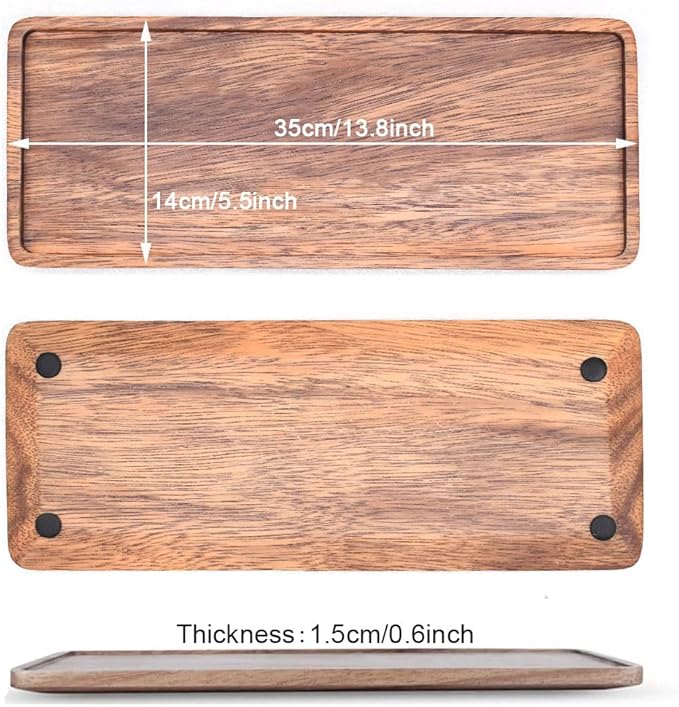 Linwnil Solid Wood Serving Platters and Trays of Natural Acacia Wood Log Charcuterie Boards,Cheese Board (6, 13.8" L x 5.5" W x 0.6" H)