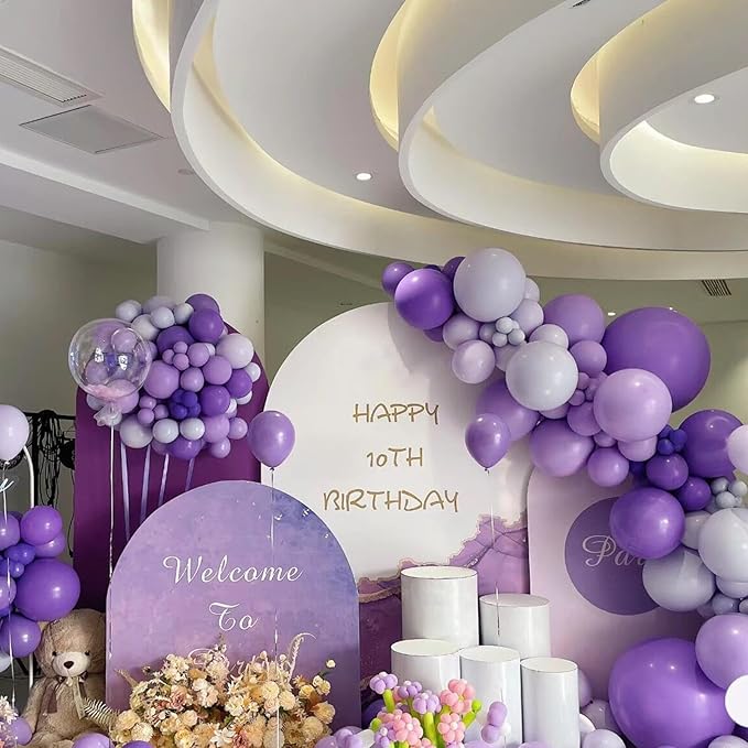 412pcs Purple Balloons 18 12 10 5 Inch Purple Balloon Garland Arch Kit Different Sizes Matte Latex Balloons for Baby Shower Birthday Wedding Party Decorations
