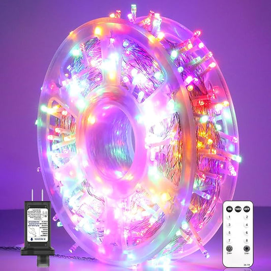 600 LED Christmas Lights, 246FT Outdoor Waterproof String Lights with Remote, Timer & Memory Function & 8 Modes, Twinkle Lights Plug in for Christmas Tree, Patio, Outside. Multicolor