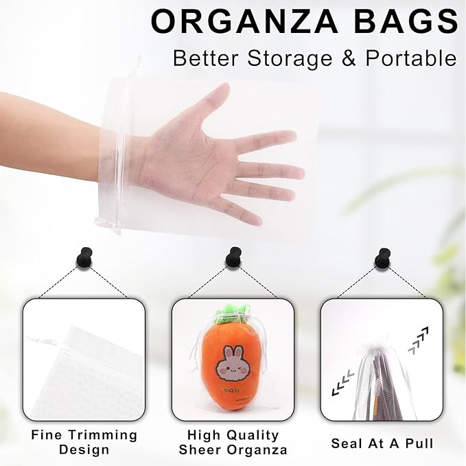 ANZNKU 100PCS Organza Bags 6x9 Large Gift Bags White Mesh Bag Drawstring, Sheer Gift Pouches for Goodie Jewelry Candy Sachet, Gift Wrap Bag for Wedding Mother's Day Bridal & Baby Shower Birthday Party