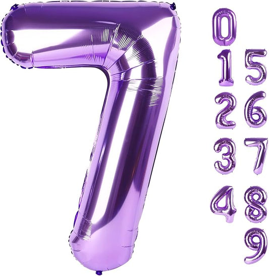 40 Inch Number 7 Balloon, 6 7 Birthday Decorations, Purple Seven Birthday Decor, 7 17 27 70 Year Old Balloon Number for Engagement, Wedding, Graduations