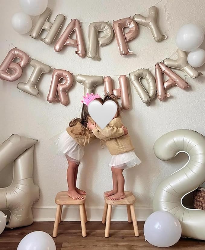 40 Inch Beige Number 2 Balloons for 2nd Birthday Decorations Boys Girl, Giant Self-Sealing Cream Foil Number 0-10 White Sand Balloon for Women Men Party Anniversary Baby Shower Supplies