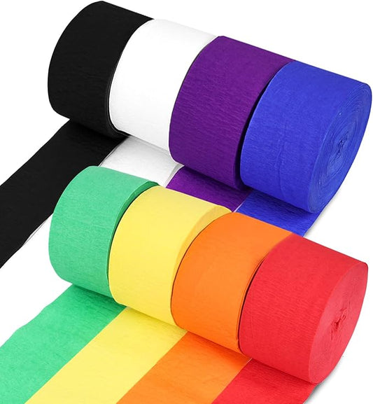 VGOODALL 8 Rolls Party Crepe Paper Streamers, 944ft Pack for Birthday Baby Shower Wedding Graduation Colorful Party Supplies Doorway, Wall, Backdrops, Ceiling, Decorations, 1.8" x118ft