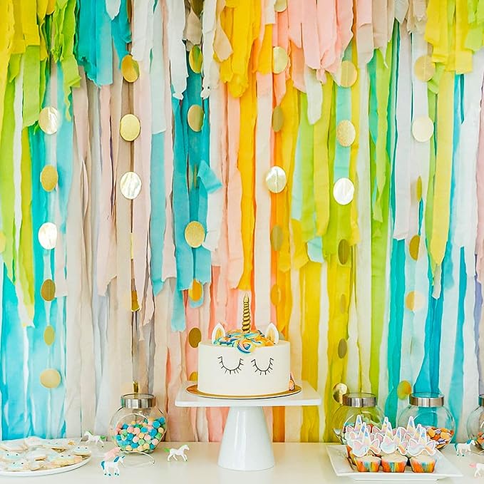 20 Rolls Easter Crepe Paper Streamers, 1640 Ft Crepe Paper Decorations in 5 Colors for Various Large Hanging Party Backdrop DIY Decoration, Rainbow DIY Supplies 82FT/Roll