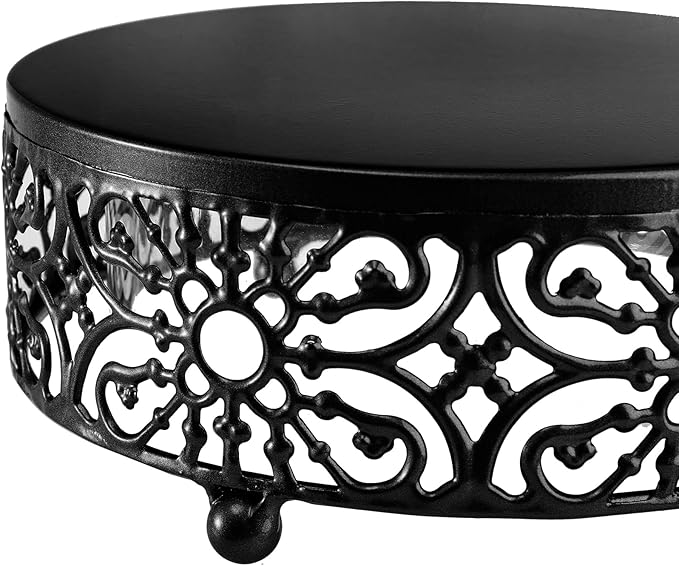 Hedume Set of 3 Metal Cake Stand, Black Round Cake Stand, 8" 10" 12" Dessert Cupcake Pastry Candy Display Plate for Wedding, Event, Birthday Party