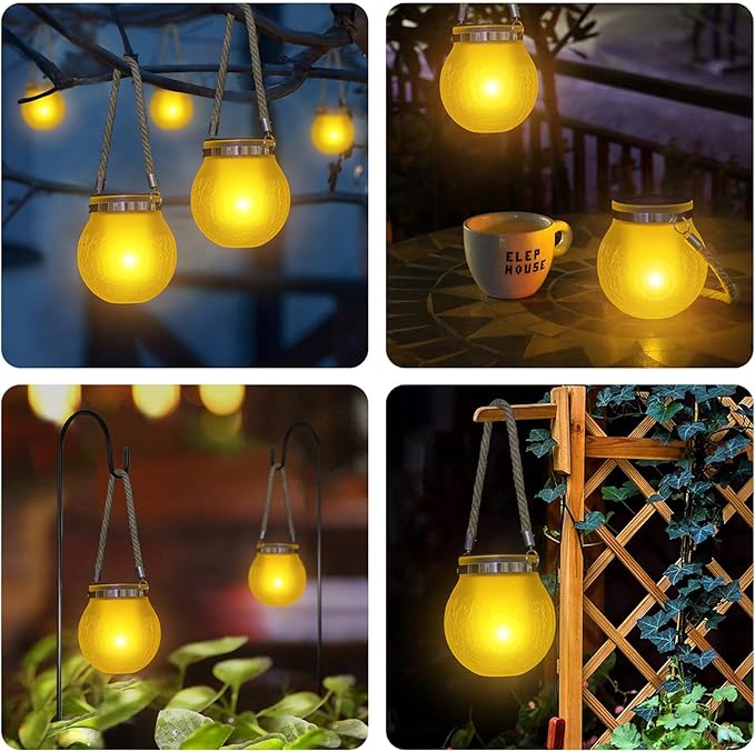 Solar Lanterns Outdoor Waterproof Hanging - Solar Lantern Garden Decor, Lanterns Lights for Backyard Porch Patio Table Yard Balcony Lawn Pathway