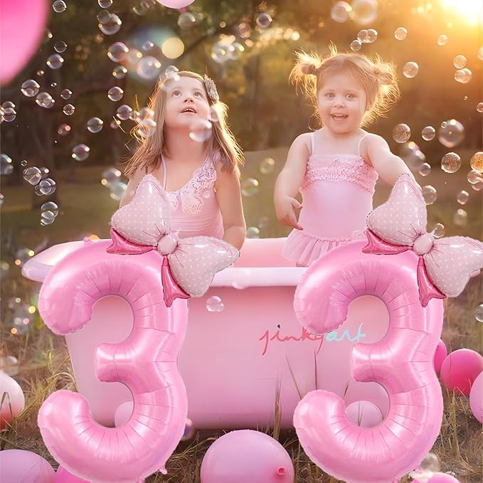 40 inch Number 11 Balloon with Bow Pink Happy Birthday Jumbo Number Balloons for Girls Daughter Birthday Decorations Party Supplies (Pink Number 11)