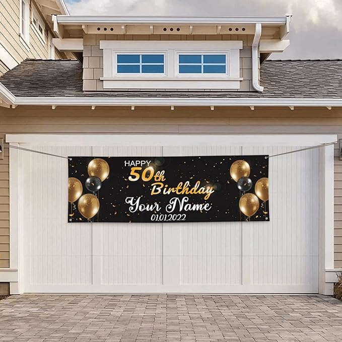 Happy Birthday Banner Personalized Name Photo Age Custom Birthday Banners and Signs Customize for Birthday Party Decoration 6'x2'