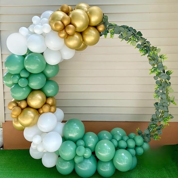 Paready Sage Green Gold Balloons, 60 Pcs 12 Inch Retro Green and Metallic Gold Confetti Balloons, Retro Avocado Party Balloons for Jungle Birthday Baby Shower Animal Wild Theme Decoration Wedding