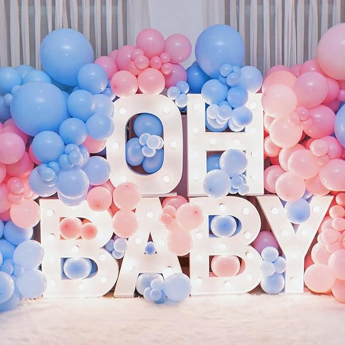Gender Reveal Balloons, 12 Inch Pink Blue Latex Balloon, Baby Pink and Light Blue Party Helium Balloons for Boys or Girls Baby Shower Gender Reveal Party Decorations Birthday Wedding Supplies