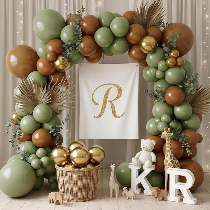 RUBFAC Sage Green Balloons 87pcs Different Sizes 18 12 10 5 Inches, Olive Green Latex Balloons Arch Kit Garland for Birthday Wedding Graduation Baby Shower Party Decoration
