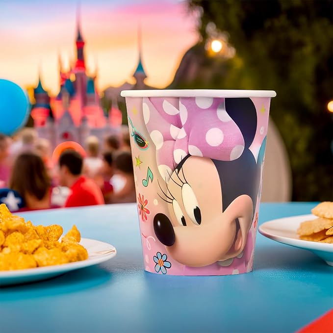 Multicolor Paper Disney Iconic Minnie Mouse Cups (9oz) 8 Count - Perfect for Birthdays & Celebrations, Stand Out & Delight Your Guests