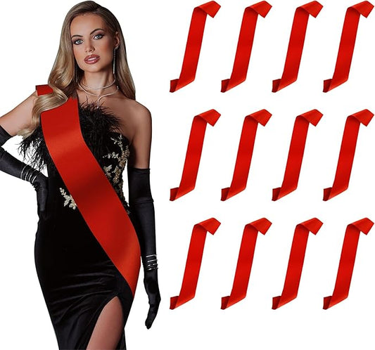 12 pcs Red Sash Blank Sash for Bride To Be Birthday Bride Sashes Bachelorette Prom Queen Sashes for Pageants Wreath Miss Americana Christmas Party Deocr Red