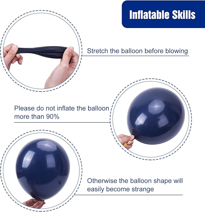 RUBFAC 135pcs Navy Blue Balloons Different Sizes 18 12 10 5 Inch Dark Blue Latex Balloon Garland Arch for Graduation Birthday Party Baby Shower Wedding Decorations