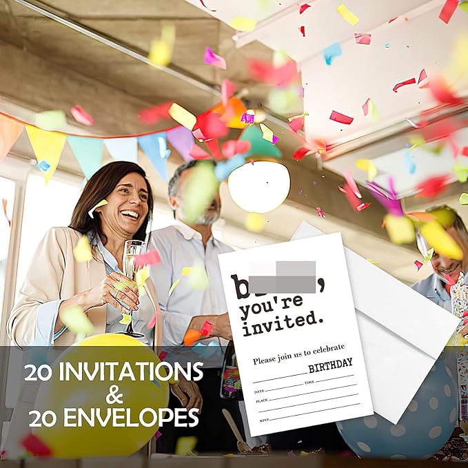 20 Sets Bro You're Invited Boys Birthday Party Invitations With Envelopes,Black and White Double-sided Printed Birthday Party Invitation Invite Cards for Teen Tween Boy,Boys Birthday Party Invites