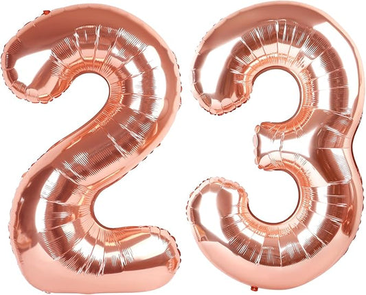 Numbers 23 Balloon 40 Inch, Big Foil 23th Birthday Balloons Decorations for Women, Rose Gold Number Balloon for 2 3 23 32 Wedding Memorial Day's Graduation Supplies