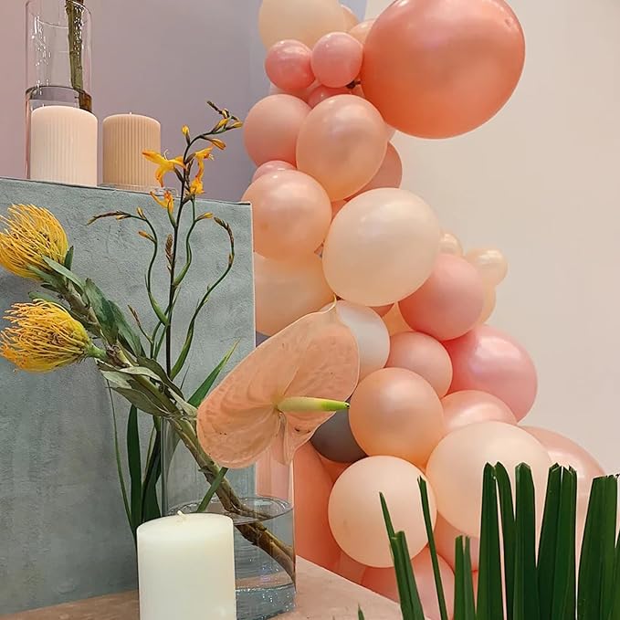 Voircoloria 130pcs Coral Red Balloons Different Sizes 18" 12" 10" 5" Pastel Red Latex Balloon Garland Arch Kit for Birthday Baby Shower Graduation Wedding Valentine's Day Christmas Party Decorations