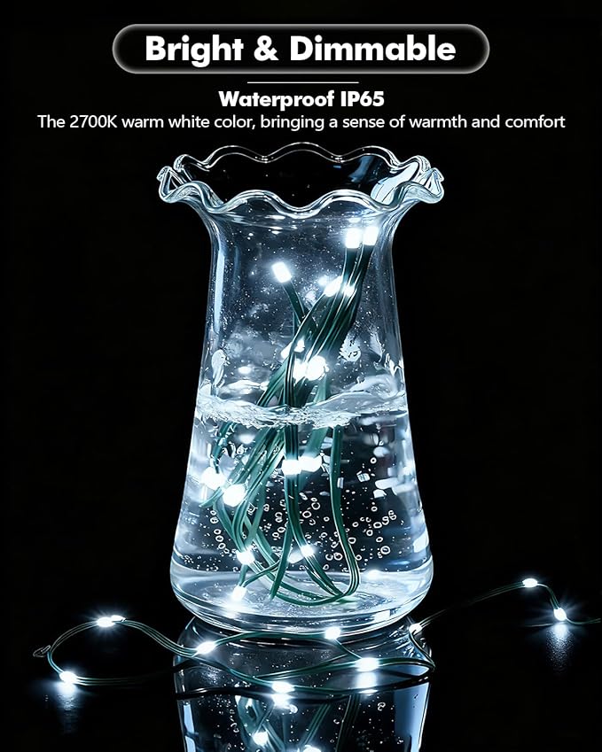 Outdoor String Lights, 328FT 1000 LED Fairy Lights, IP65 Waterproof Outside with Remote, 8 Lighting Modes Dimmable Timer Hanging LED Lamp for Camping Garden Patio Christmas Decor Yard Fence Tree