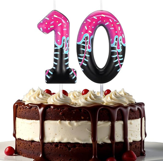 Conelist Ice Cream Drip Baseball Birthday Candle Number 10, Baseball Ice Cream Drip Birthday Cake Topper Pink Candle 10 for Cake Sport Team Theme Anniversary Celebration Party Decoration Favor Supply