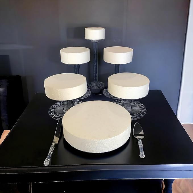 6 Tier Acrylic Wedding Cake Stand Set - Heavy Duty Round Cake and Cupcake Stand Combo for Home Decor, Wedding, Party, Birthday - Crystal Clear Cake Stand, Dessert Display Stands