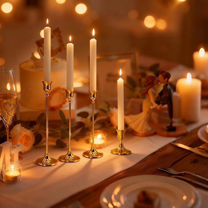 Candlestick Holders 6PCS, Metal Taper Candle Holder, Gold Vintage Candle Holders for Pillar Candles, Table Mantel Wedding Festive Decor Party Party Decor Christmas Decorations